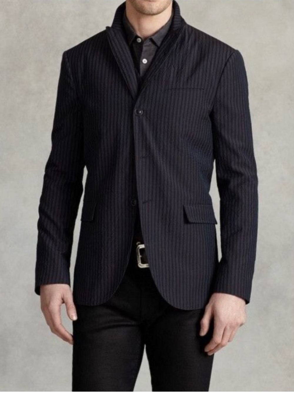 John Varvatos Peak Lapel Stripe Jacket Size EU 48 US 38